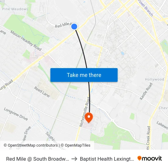 Red Mile @ South Broadway to Baptist Health Lexington map