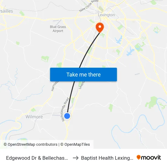 Edgewood Dr & Bellechase Ln to Baptist Health Lexington map