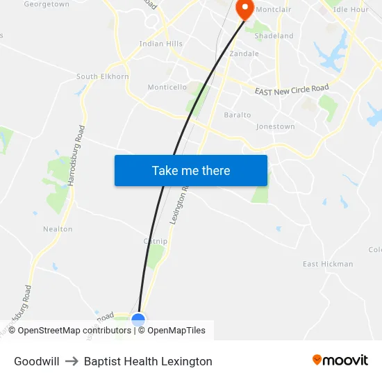Goodwill to Baptist Health Lexington map