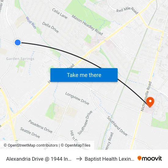 Alexandria Drive @ 1944 Inbound to Baptist Health Lexington map