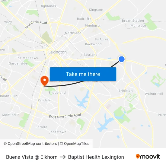 Buena Vista @ Elkhorn to Baptist Health Lexington map