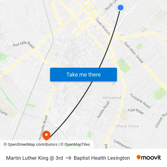 Martin Luther King @ 3rd to Baptist Health Lexington map