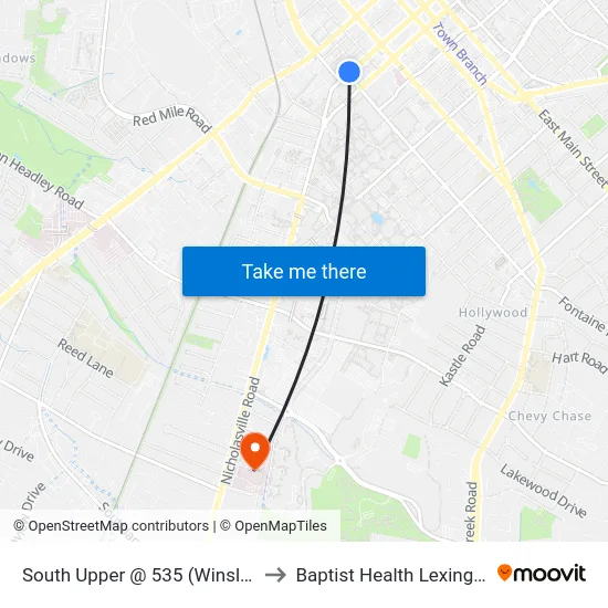 South Upper @ 535 (Winslow) to Baptist Health Lexington map
