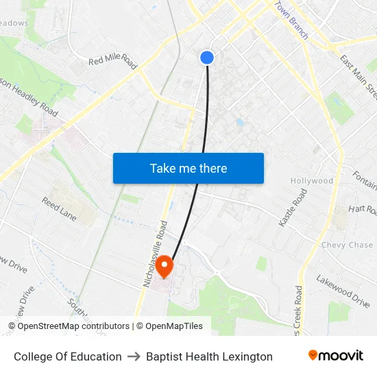 College Of Education to Baptist Health Lexington map