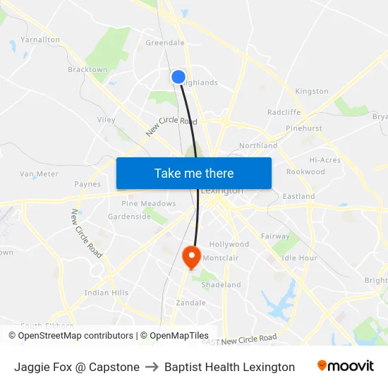 Jaggie Fox @ Capstone to Baptist Health Lexington map