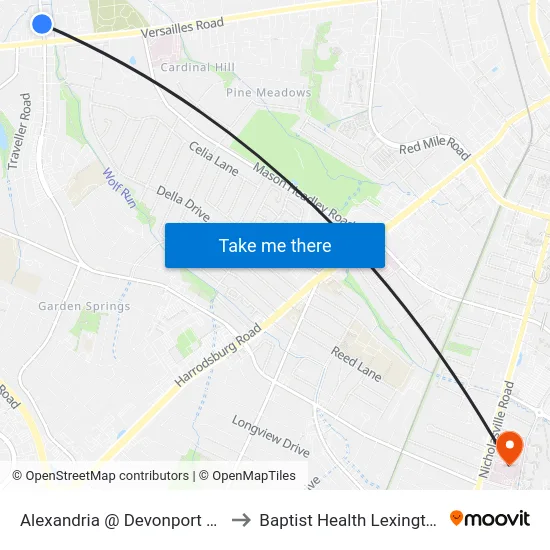 Alexandria @ Devonport Ob to Baptist Health Lexington map