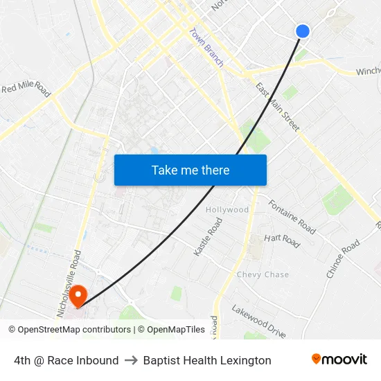 4th @ Race Inbound to Baptist Health Lexington map