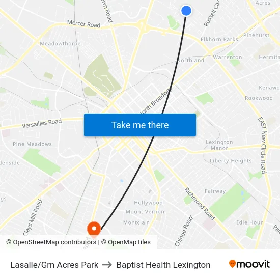Lasalle/Grn Acres Park to Baptist Health Lexington map