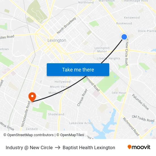 Industry @ New Circle to Baptist Health Lexington map