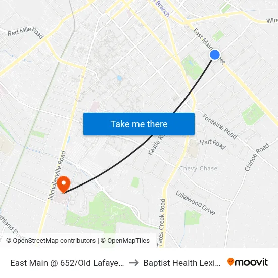 East Main @ 652/Old Lafayette Ave to Baptist Health Lexington map