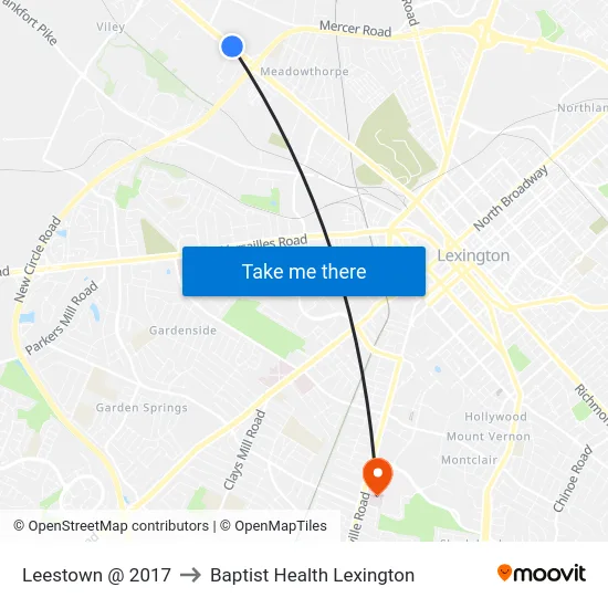 Leestown @ 2017 to Baptist Health Lexington map