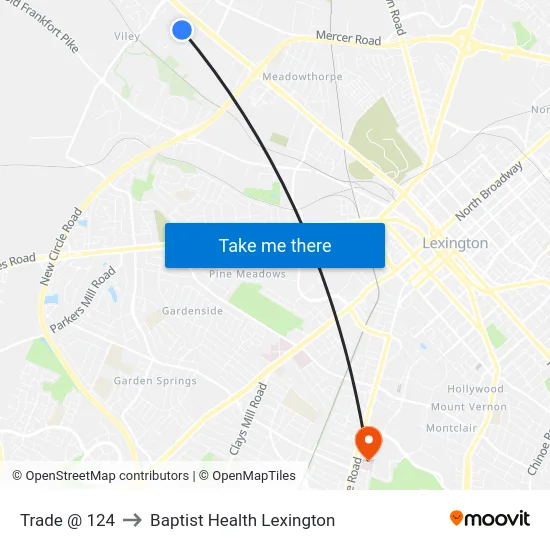 Trade @ 124 to Baptist Health Lexington map