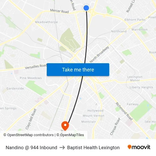 Nandino @ 944 Inbound to Baptist Health Lexington map