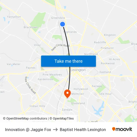 Innovation @ Jaggie Fox to Baptist Health Lexington map