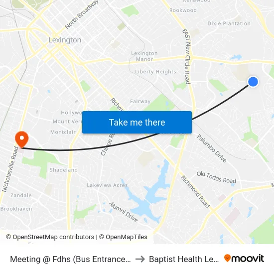 Meeting @ Fdhs (Bus Entrance) Outbound to Baptist Health Lexington map