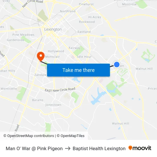 Man O' War @ Pink Pigeon to Baptist Health Lexington map