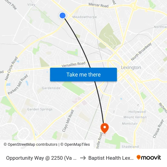 Opportunity Way @ 2250 (Va Housing) to Baptist Health Lexington map