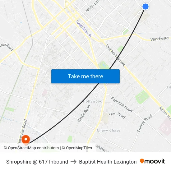Shropshire @ 617 Inbound to Baptist Health Lexington map