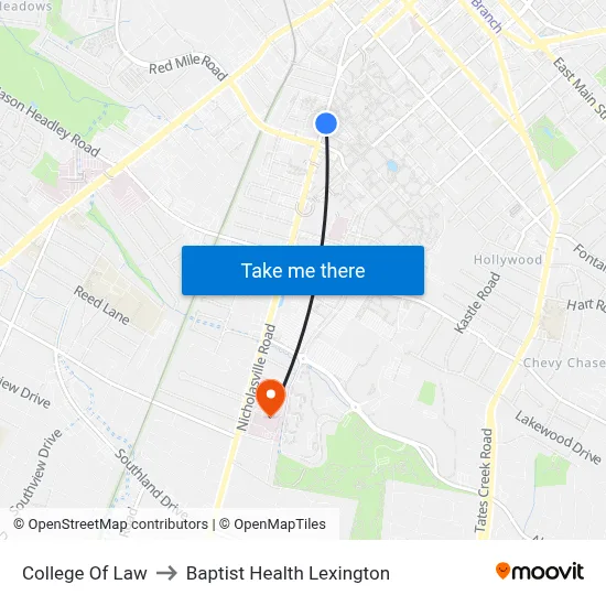 College Of Law to Baptist Health Lexington map