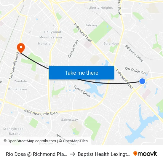 Rio Dosa @ Richmond Place to Baptist Health Lexington map