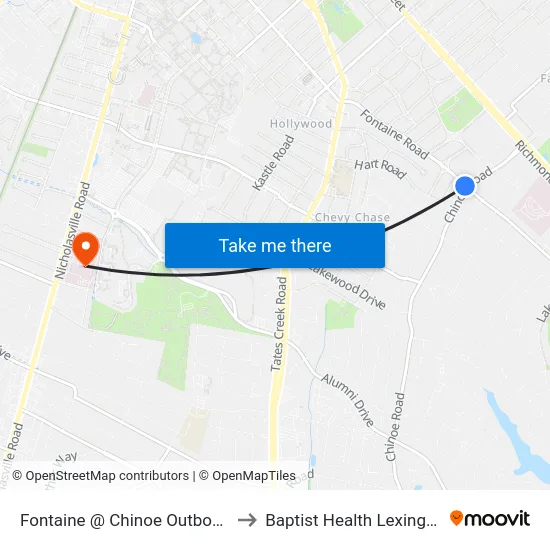 Fontaine @ Chinoe Outbound to Baptist Health Lexington map