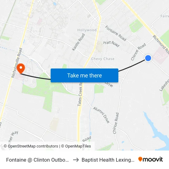 Fontaine @ Clinton Outbound to Baptist Health Lexington map