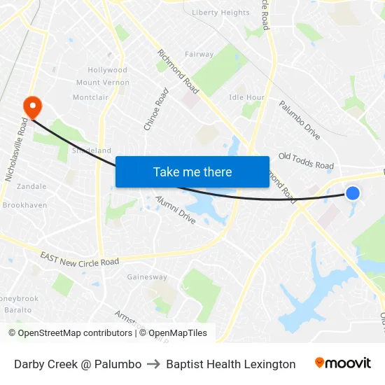 Darby Creek @ Palumbo to Baptist Health Lexington map