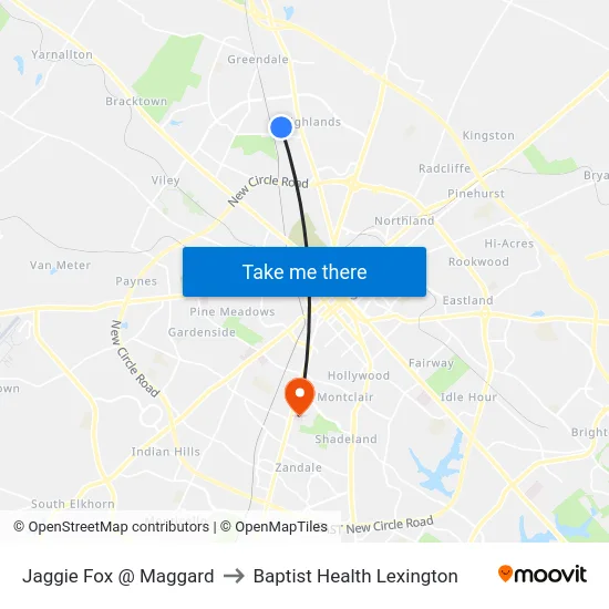 Jaggie Fox @ Maggard to Baptist Health Lexington map