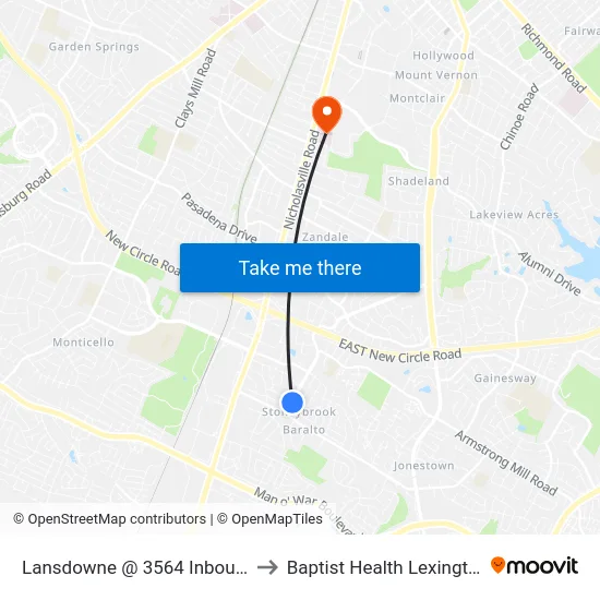 Lansdowne @ 3564 Inbound to Baptist Health Lexington map