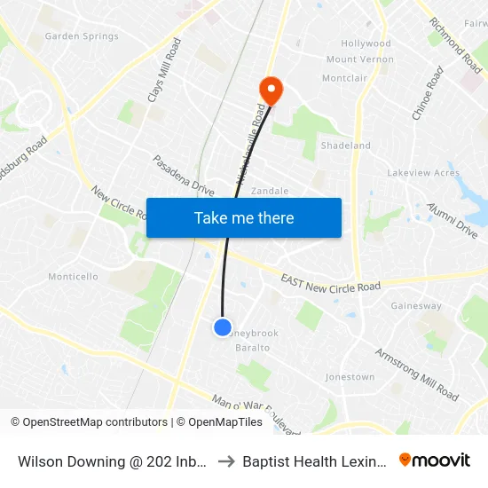 Wilson Downing @ 202 Inbound to Baptist Health Lexington map
