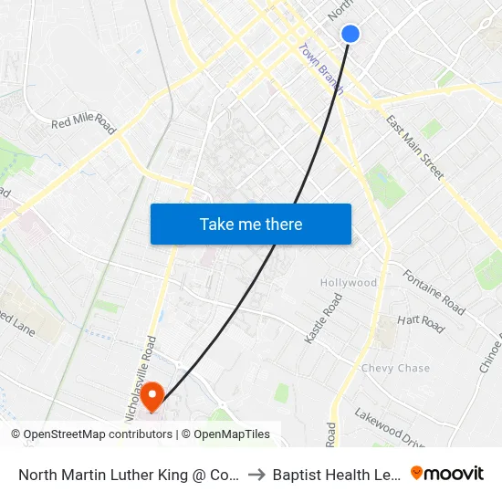 North Martin Luther King @ Corral Outbou to Baptist Health Lexington map