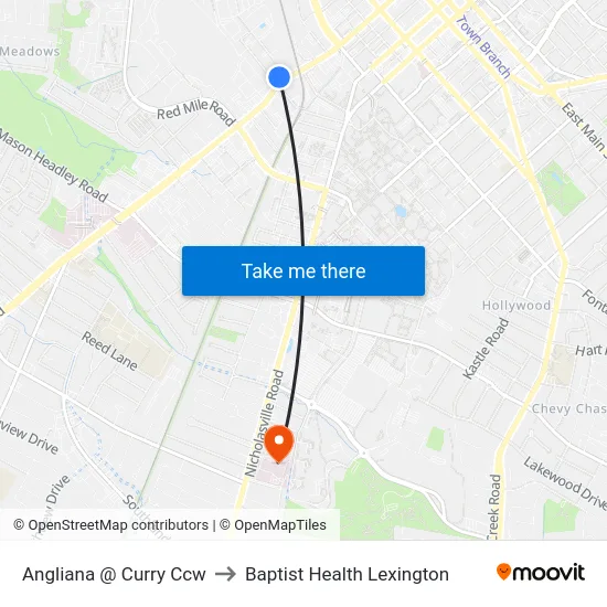 Angliana @ Curry Ccw to Baptist Health Lexington map