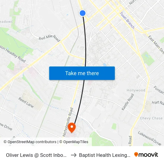 Oliver Lewis @ Scott Inbound to Baptist Health Lexington map