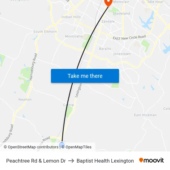 Peachtree Rd & Lemon Dr to Baptist Health Lexington map