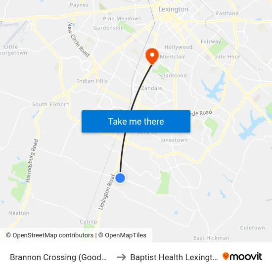 Brannon Crossing (Goodwill) to Baptist Health Lexington map
