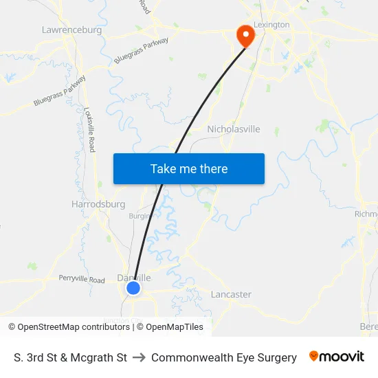 S. 3rd St & Mcgrath St to Commonwealth Eye Surgery map