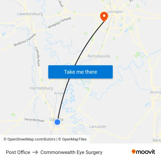 Post Office to Commonwealth Eye Surgery map