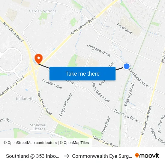 Southland @ 353 Inbound to Commonwealth Eye Surgery map