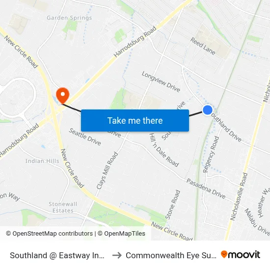 Southland @ Eastway Inbound to Commonwealth Eye Surgery map