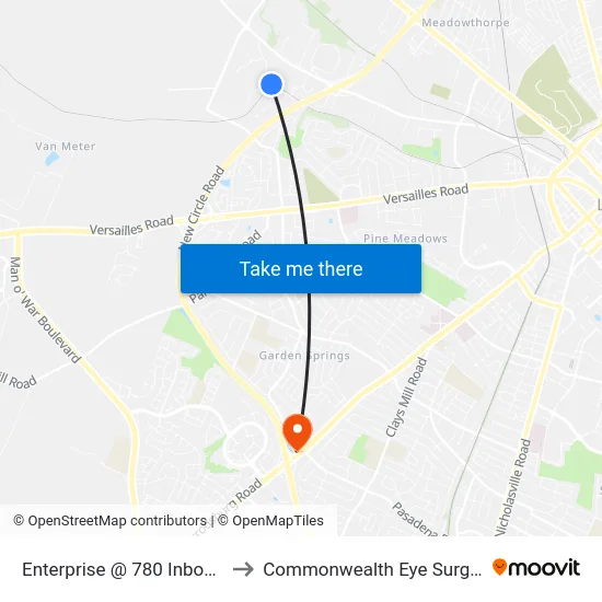 Enterprise @ 780 Inbound to Commonwealth Eye Surgery map