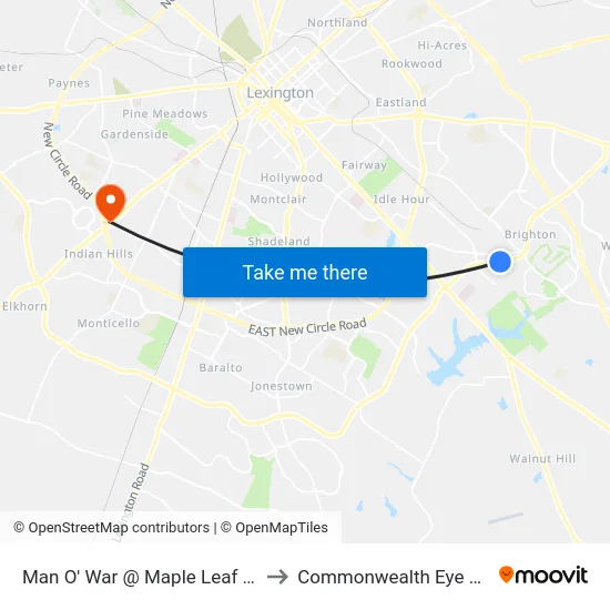 Man O' War @ Maple Leaf Inbound to Commonwealth Eye Surgery map