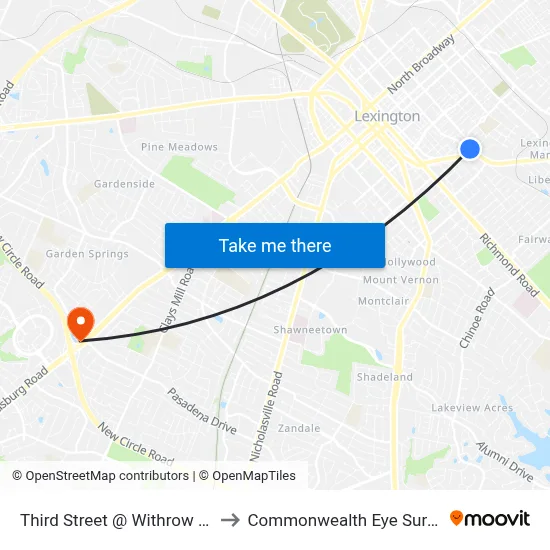 Third Street @ Withrow Way to Commonwealth Eye Surgery map