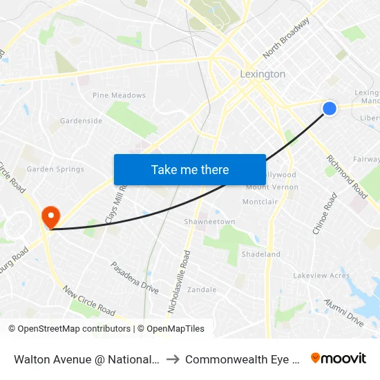 Walton Avenue @ National Avenue to Commonwealth Eye Surgery map