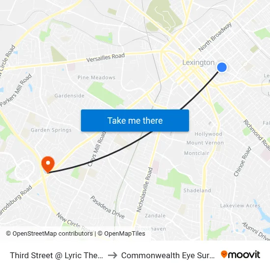 Third Street @ Lyric Theatre to Commonwealth Eye Surgery map