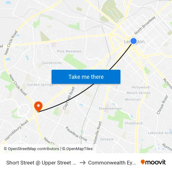 Short Street @ Upper Street (Visitor Cen to Commonwealth Eye Surgery map