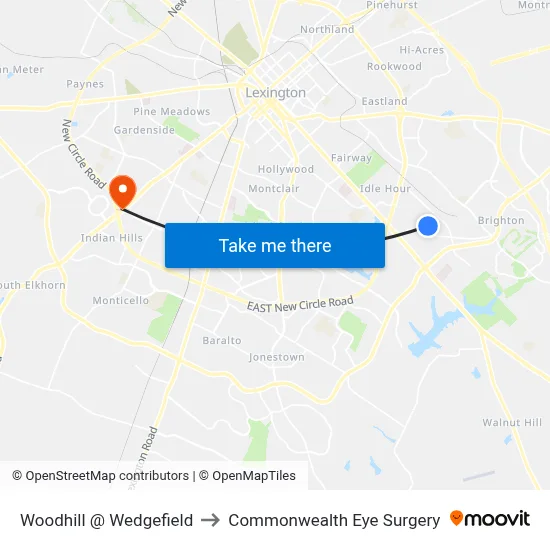 Woodhill @ Wedgefield to Commonwealth Eye Surgery map