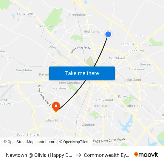 Newtown @ Olivia (Happy Dragon Rest) to Commonwealth Eye Surgery map