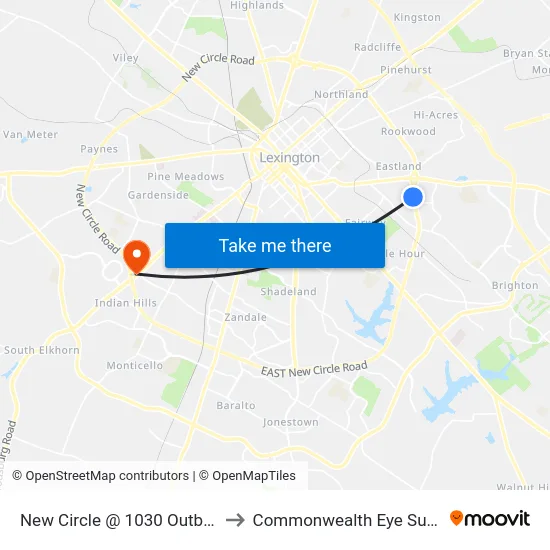 New Circle @ 1030 Outbound to Commonwealth Eye Surgery map