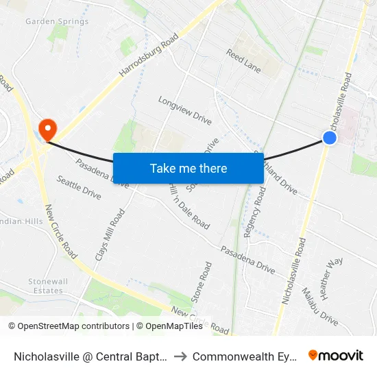 Nicholasville @ Central Baptist Inbound to Commonwealth Eye Surgery map