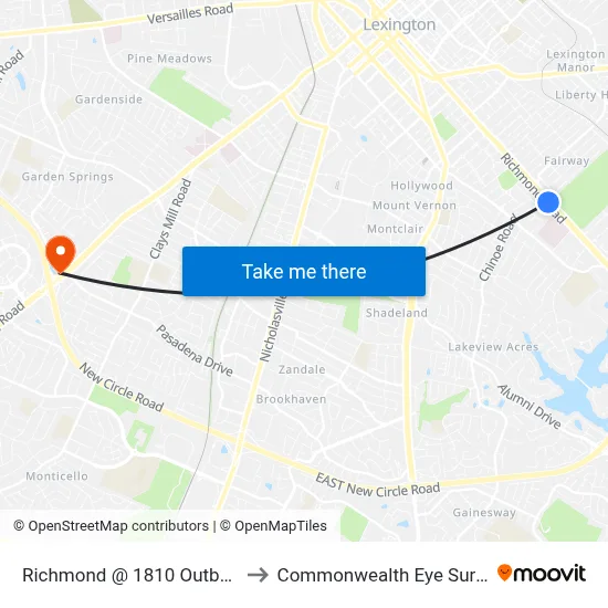 Richmond @ 1810 Outbound to Commonwealth Eye Surgery map